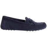 M&S Suede Bow Fur Lined Moccasin Slippers 4 Midnight Navy