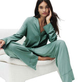 M&S Womens Cotton Modal Revere Pyjama Set, M, Green