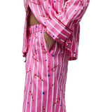 M&S Womens Striped Pyjama Set, 16, Pink