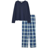 M&S Check Bottoms PJ Set, Medium, Navy
