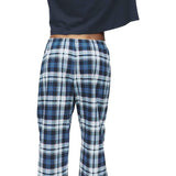 M&S Check Bottoms PJ Set, Medium, Navy