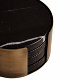 M&S Set of 4 Marble Coasters with Holder, One Size, Black Mix