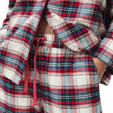 M&S Christmas Womens Checked Revere Pyjama, 16, Ivory