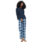 M&S Check Bottoms PJ Set, Medium, Navy