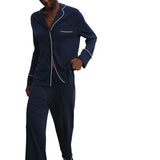 M&S Womens Autograph Cotton Modal Revere Pyjama Set, XS, Navy