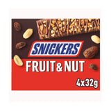 Snickers Triple Treat Fruit & Nut Multipack Chocolate Bar Snack 4x