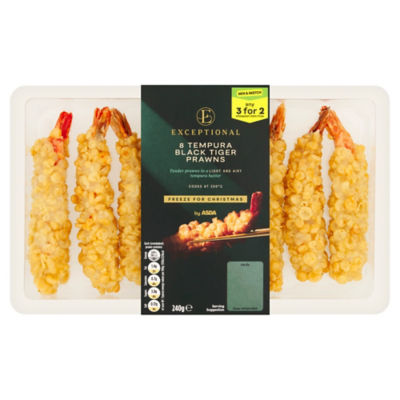 Exceptional by ASDA 8 Tempura Black Tiger Prawns 240g