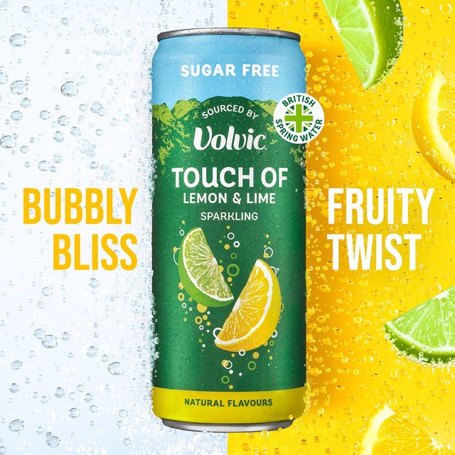 Touch of Lemon & Lime Sparkling Sugar Free Flavoured Water by Volvic 4 x 330ml