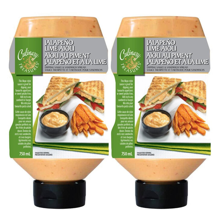 Culinary Treasures Jalapeno Lime Aioli Dipping Sauce 2 x 750ml