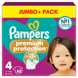 Pampers Premium Protection Size 4 62 Nappies 9kg - 14kg Jumbo Pack