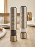 Set of 2 Silver Electric Steel Salt and Pepper Filled Grinder