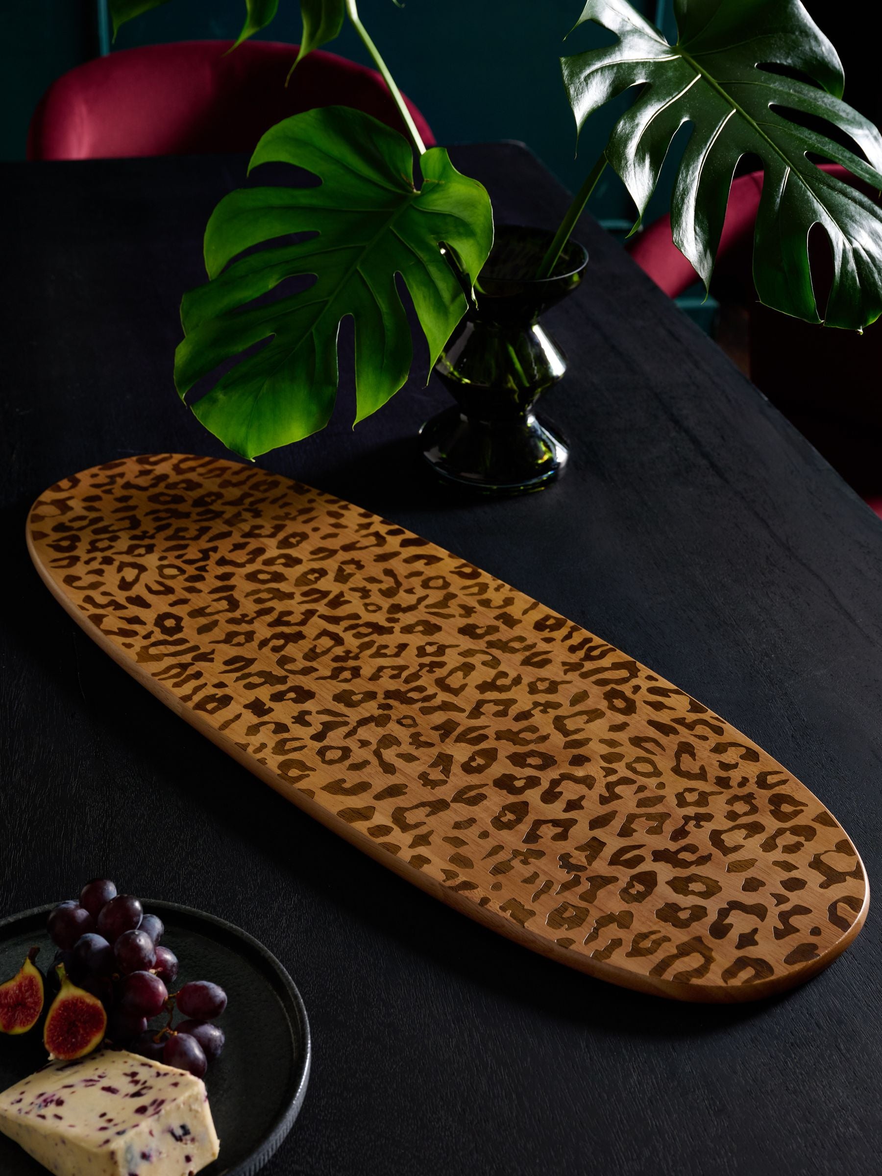 Natural Wood Leopard Pattern XL Serve Board