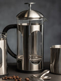 SIIP Silver 8 Cup Stainless Steel Glass Cafetiere