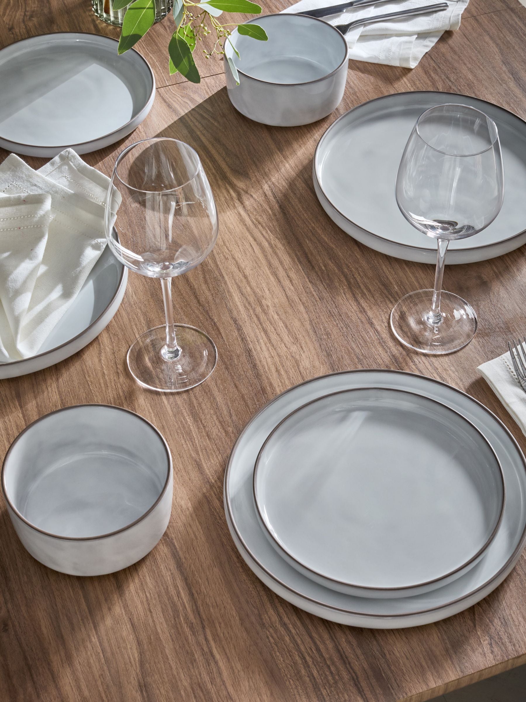 12 Piece Light Grey Cloud Dinner Set