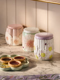 Set of 3 Pastel Lila Floral Storage Jars
