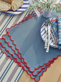 Land & Shore Blue Red Scallop Placemat Pair