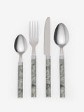 16 Piece Grey Marble Effect Cutlery Set