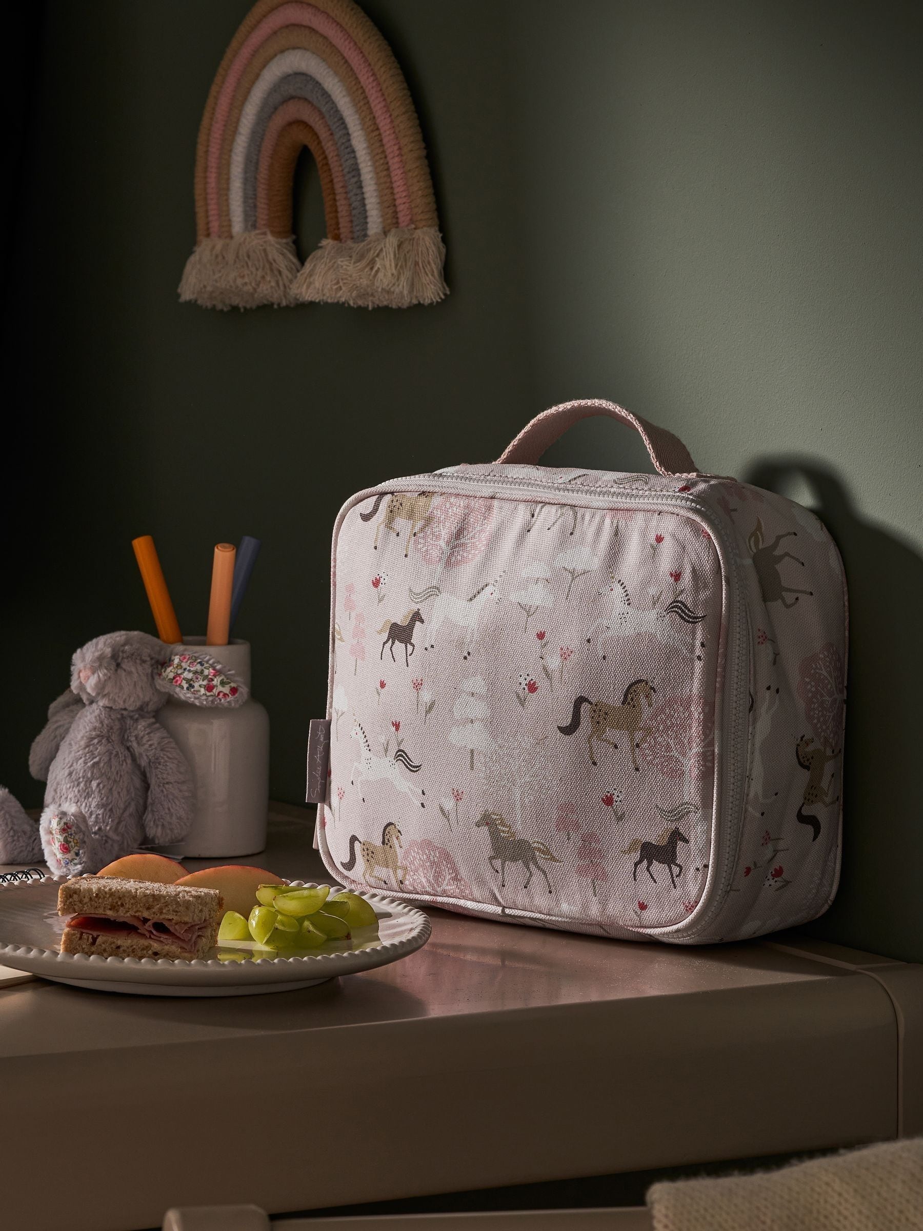Sophie Allport Pale Pink Pony Insulated Lunch Bag