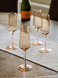 Gallery Home Amber Set of 4 Amber Champagne Flutes