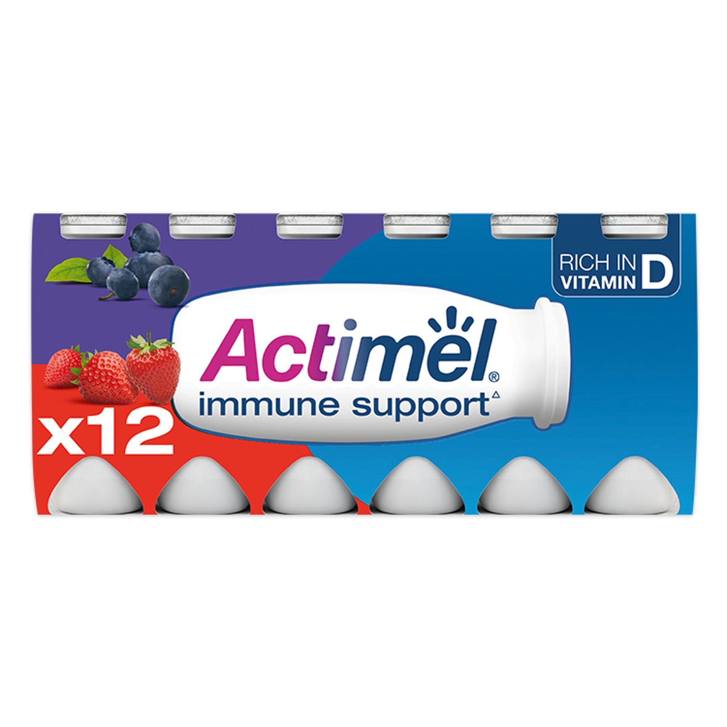 Actimel Strawberry Blueberry Cultured Yogurt Drink 12x100g - McGrocer