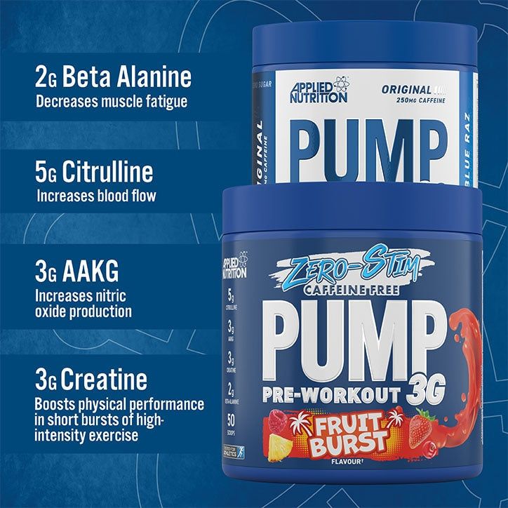 Applied Nutrition Caffeine Free Pump 3G Pre Workout 3g Fruit Burst 375g - McGrocer