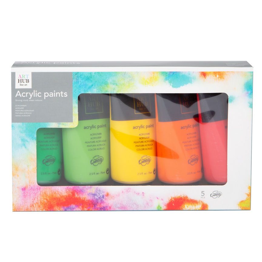 Art Hub 5 Pack Acrylic Paints - Green/Orange Set - McGrocer