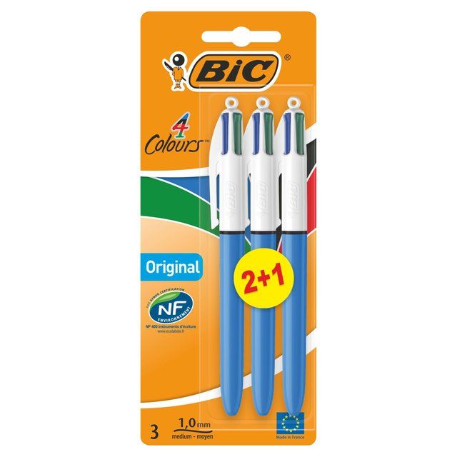BIC 4 Colours Original Retractable Ballpoint Pens   3 per pack - McGrocer