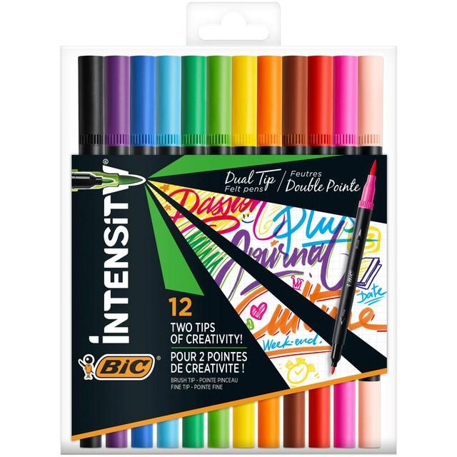BIC Intensity Dual Tip Felt Pens Pack of 12 - McGrocer