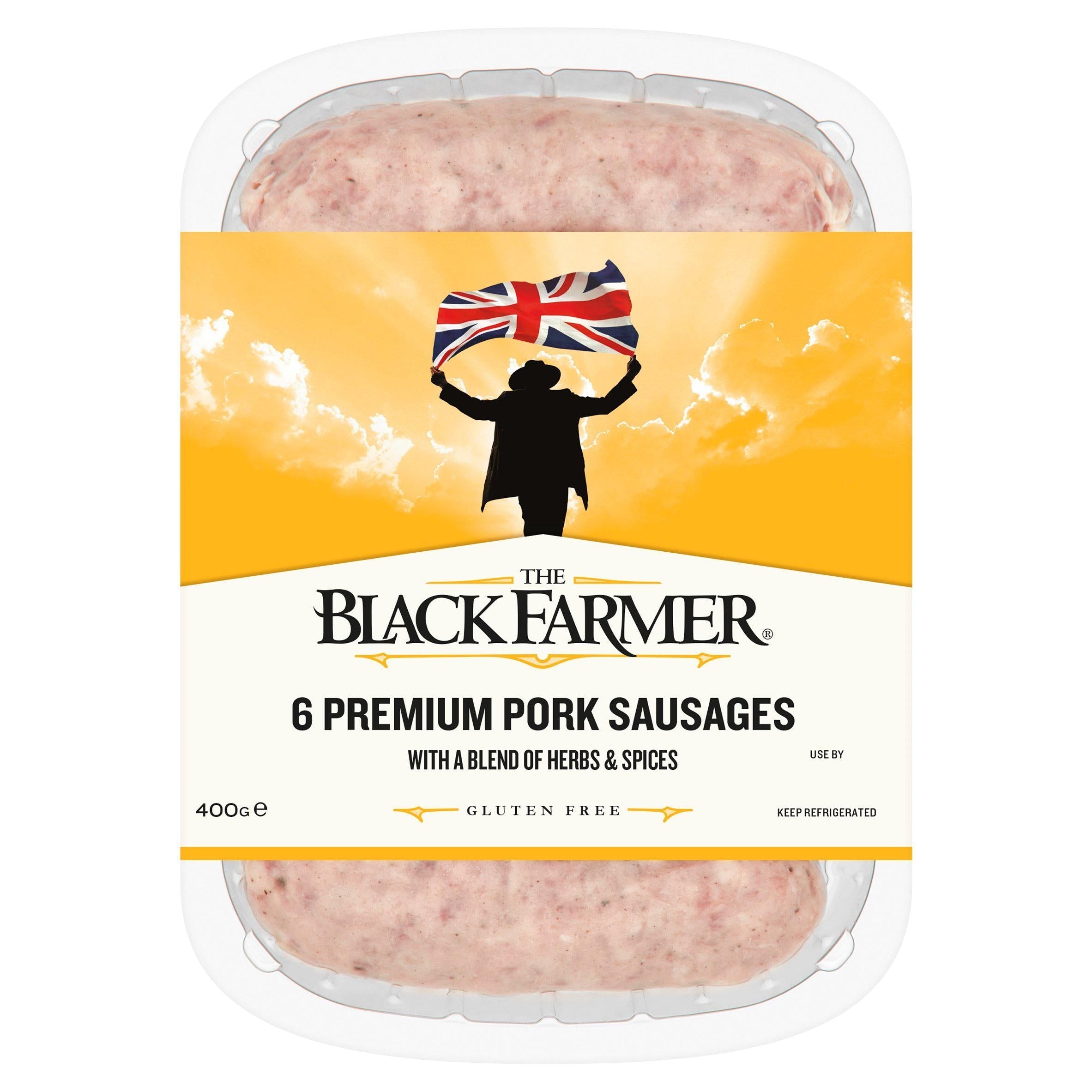 Black Farmer Premium Pork Sausages, Gluten Free x6 400g - McGrocer