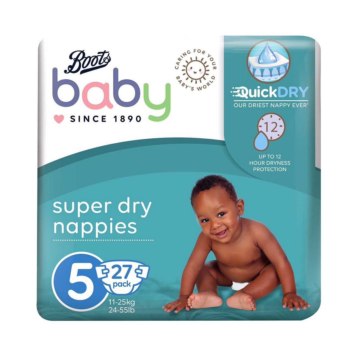 Boots Baby Super Dry Junior Nappies Size 5 27s - McGrocer