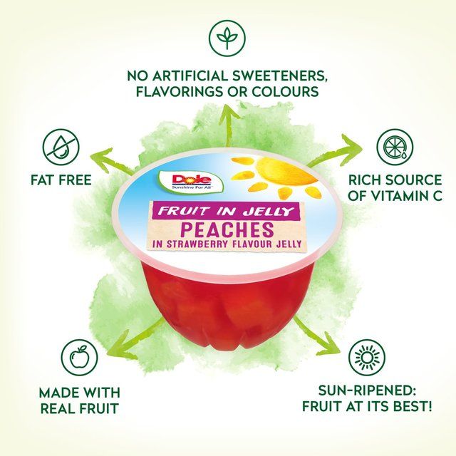 Dole Peach In Strawberry Jelly Pots Multipack   4 x 123g