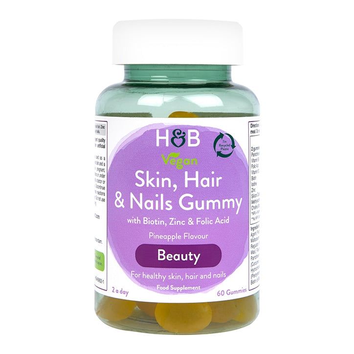 Holland &amp;amp; Barrett Skin Hair And Nails Vegan Pineapple Flavour  60 Gummies