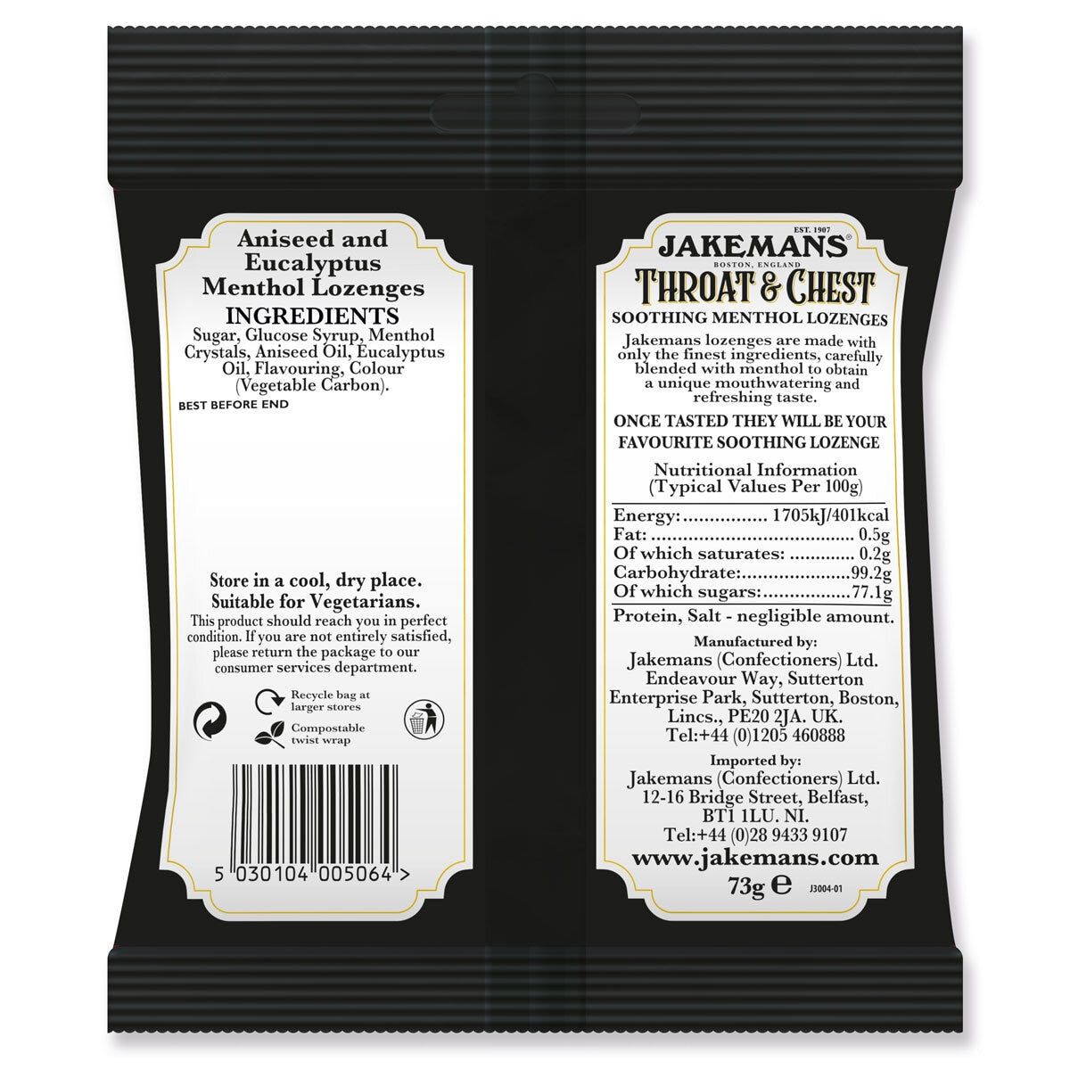 Jakemans Throat &amp;amp; Chest Lozenges, 12 x 73g