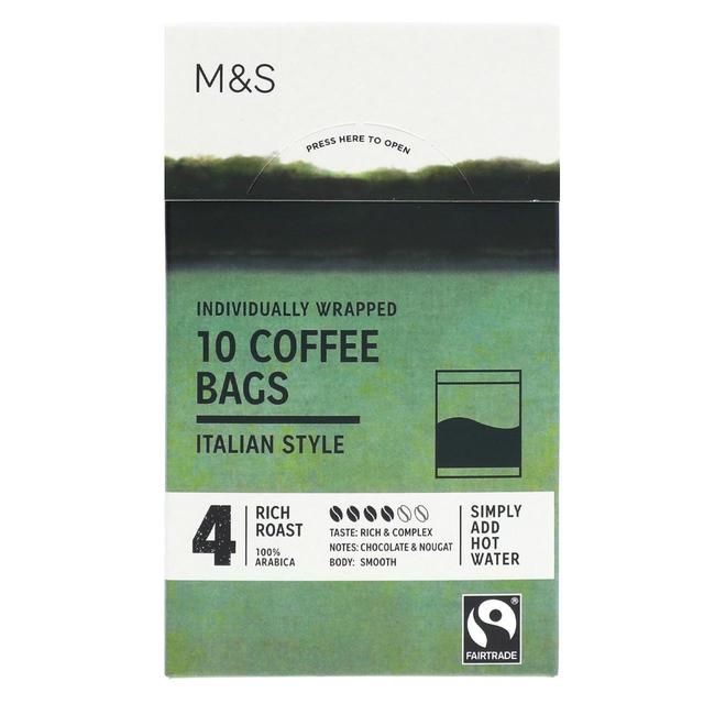 M&amp;amp;S 10 Italian Style Coffee Bags   75g