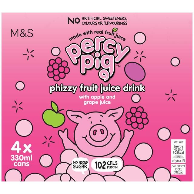 M&amp;amp;S Percy Pig Phizzy Fruit Juice Drink   4 x 330ml