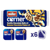 M&amp;uuml;ller Corner Vanilla Chocolate Balls &amp;amp; Banana Chocolate Flakes Yogurts 6x124g