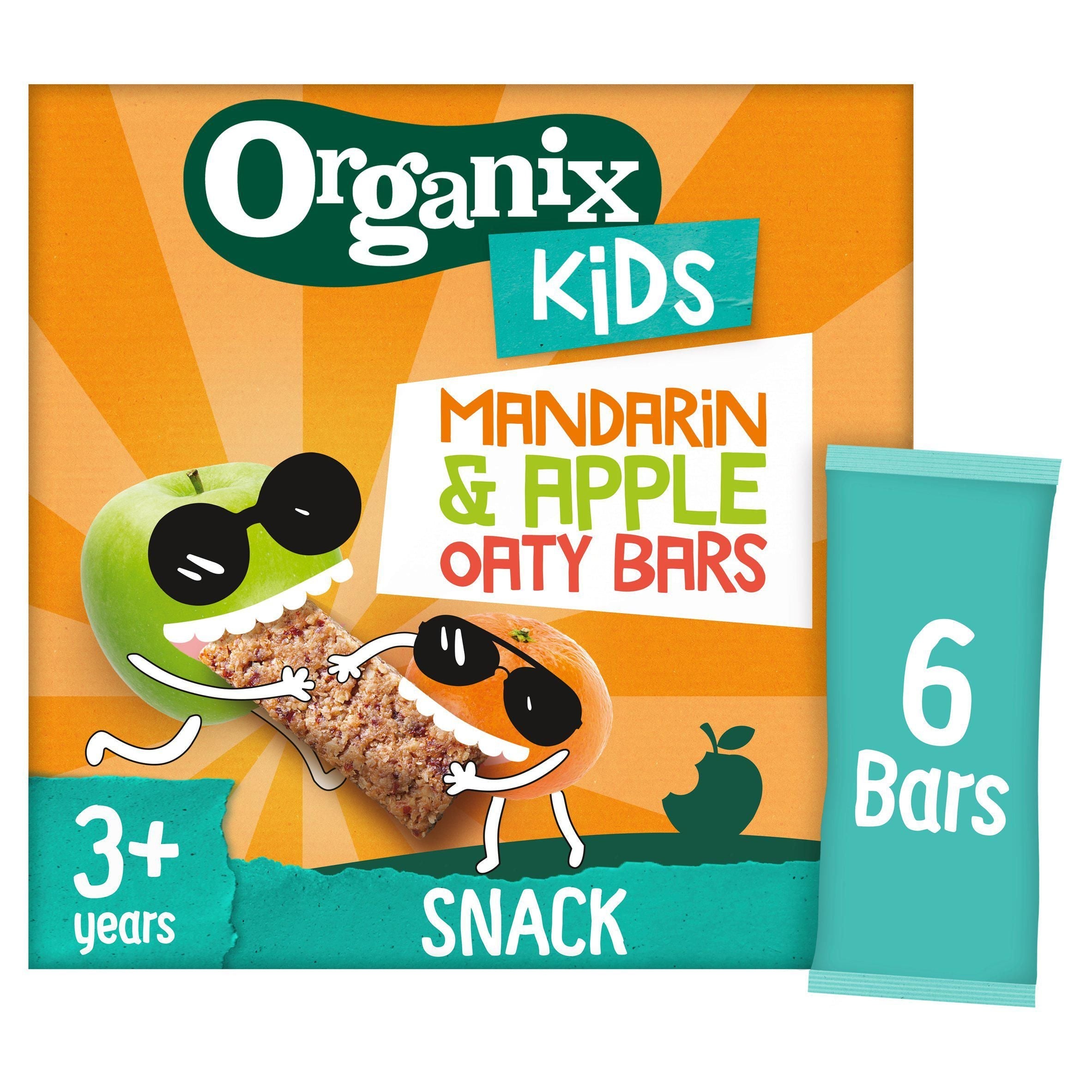Organix Mandarin &amp;amp; Apple Oaty Bars Lunchbox Kids Snacks Multipack 3 years+ 6x23g