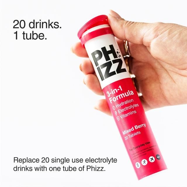 Phizz Mixed Berry 3-in-1 Hydration Electrolytes and Vitamins Effervescent   60 per pack