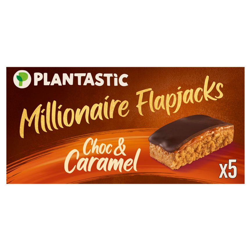 Plantastic 5 Millionaire Flapjacks Slices Choc &amp;amp; Caramel