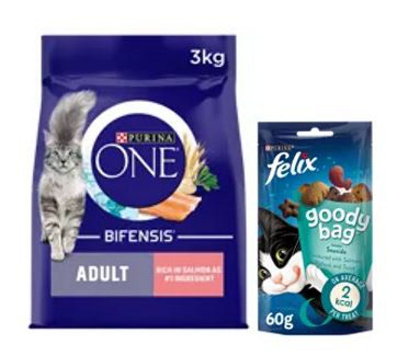 Purina One Adult Dry Cat Food 3kg &amp;amp; Felix Goody Bag Bundle