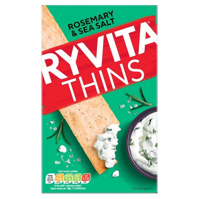 Ryvita Thins Rosemary &amp;amp; Sea Salt Flatbread Crackers   125g