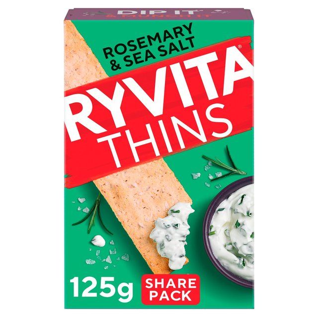 Ryvita Thins Rosemary &amp;amp; Sea Salt Flatbread Crackers   125g